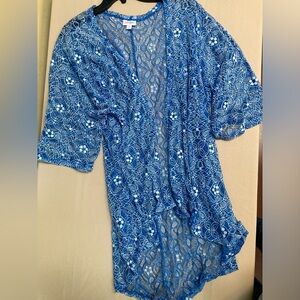 LuLaRoe Blue Lace Swim Coverup with Intricate Design